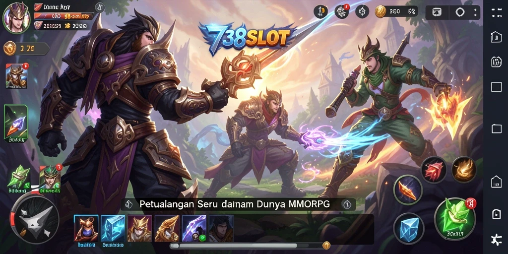 Tampilan gameplay menakjubkan di 738SLOT dengan aksi pertempuran seru.