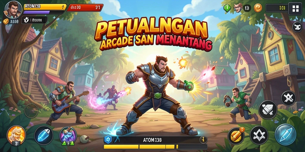 Tangkapan layar gameplay ATOM138 menampilkan aksi seru dalam dunia arcade.