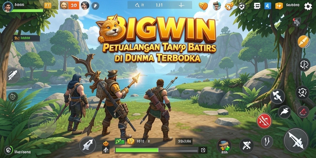 Screenshot gameplay BIGWIN menampilkan petualangan dalam dunia terbuka yang luas.