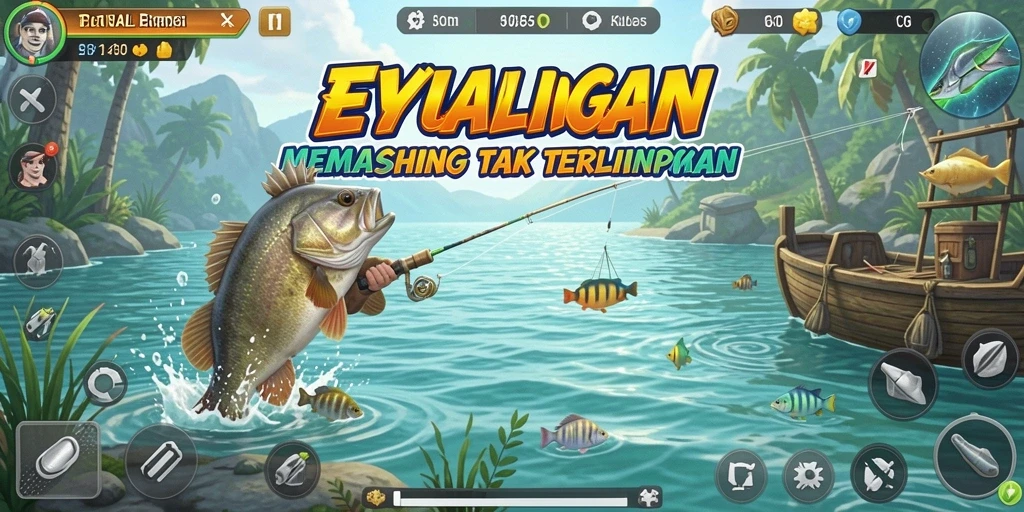 Tampilan gameplay EVIP2 dengan aksi memancing yang mendebarkan.