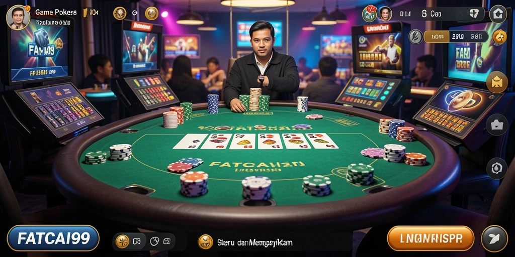 Tampilan gameplay Poker yang seru dan interaktif di FATCAI99.