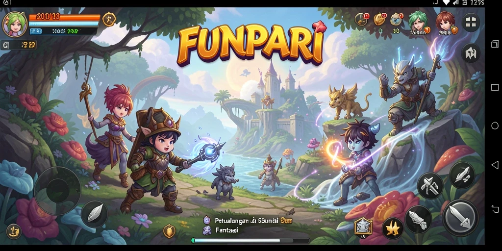 Screenshot utama menunjukkan aksi mendebarkan dalam petualangan FUNPARI.