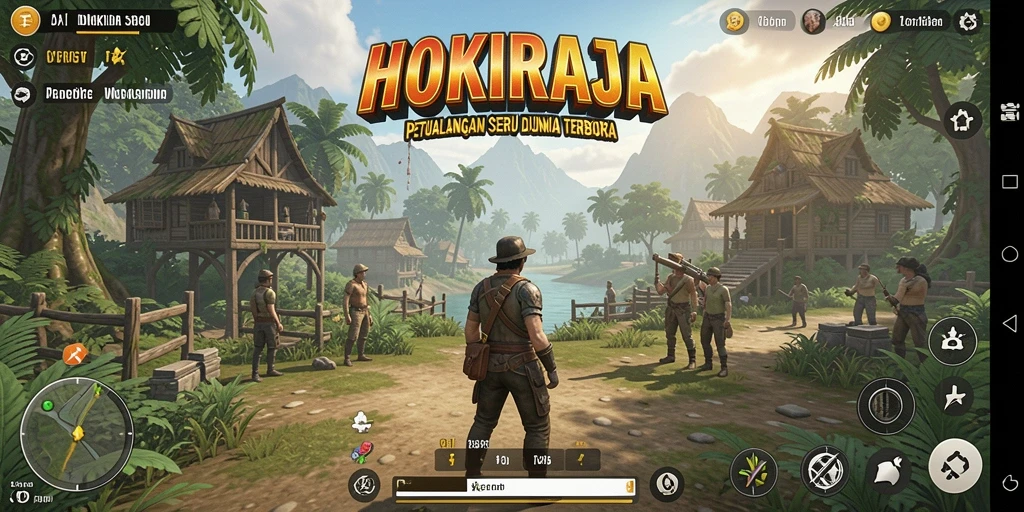 Screenshot gameplay HOKIRAJA menampilkan dunia terbuka yang luas dan beragam.