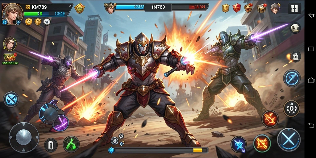 Tampilan aksi seru dari gameplay KM789 yang menantang.