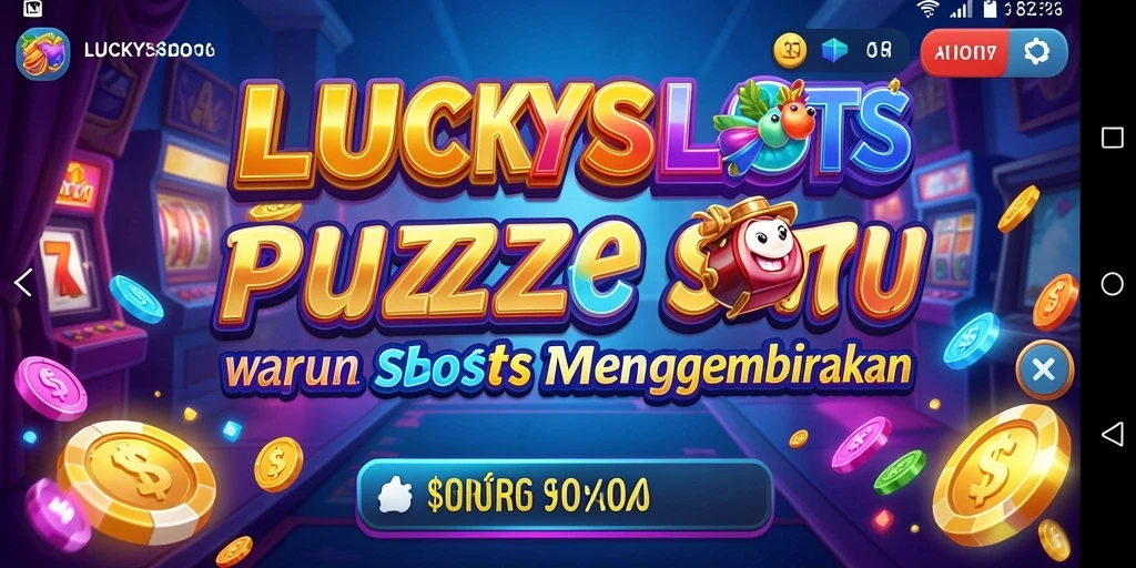 Tangkapan layar gameplay LUCKYSLOTS dengan kombinasi slot warna-warni.