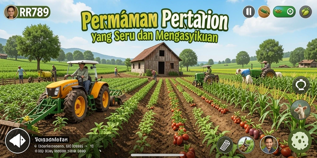 Screenshot gameplay RR789 yang menampilkan aktivitas bertani yang seru.