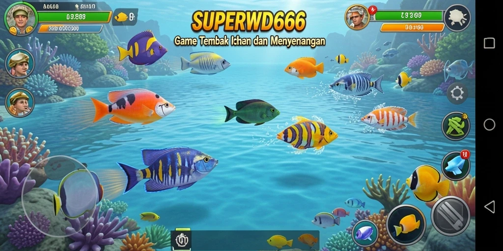 Gameplay menarik dengan ikan berwarna-warni yang menunggu untuk ditembak.