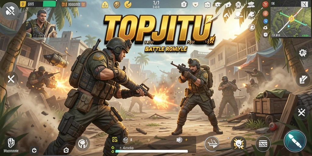 Gameplay seru dalam TOPJITU, menampilkan aksi pertempuran yang intens.