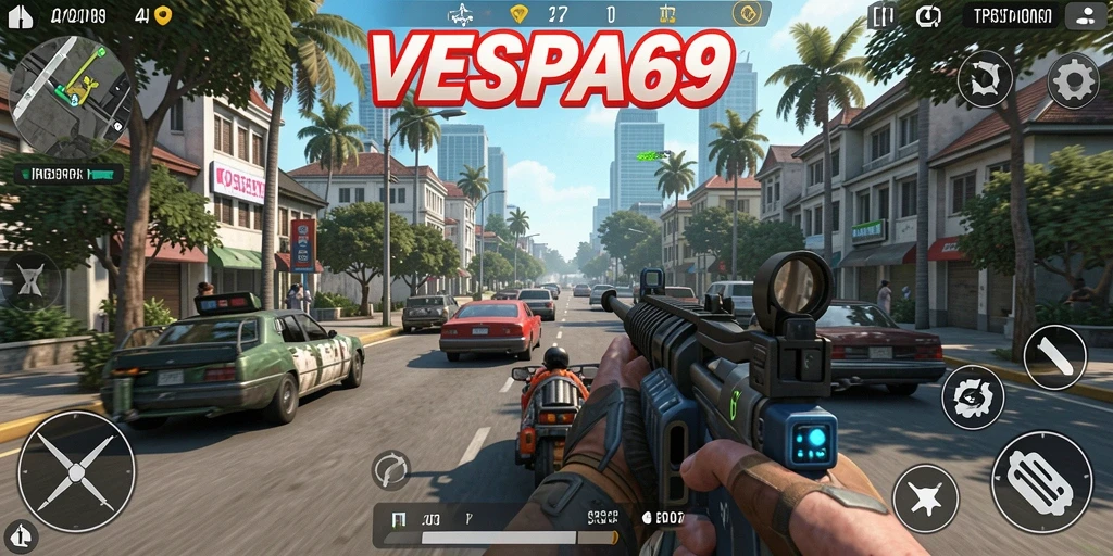 Tampilan gameplay VESPA69 yang menegangkan di setiap pertempuran.