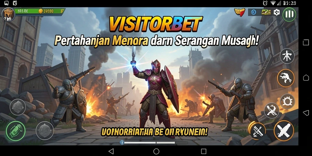 Screenshot utama menunjukkan aksi seru dalam game Tower Defense.